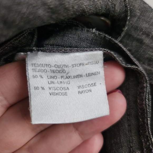 WEEKEND MAX MARA | lInen button down shirt jacket gray sz 6 - Picture 3 of 4